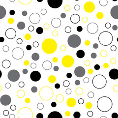 Yellow pattern on a white background. Seamless pattern for packaging, fabric, paper, background. Vector illustration.