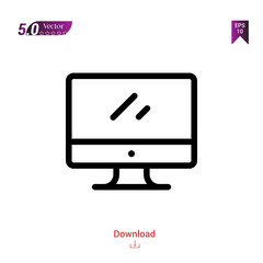 Outline Black monitor icon. monitor icon vector isolated on white background. miscellaneous-elements. Graphic design, mobile application, logo, user interface. EPS 10 format vector