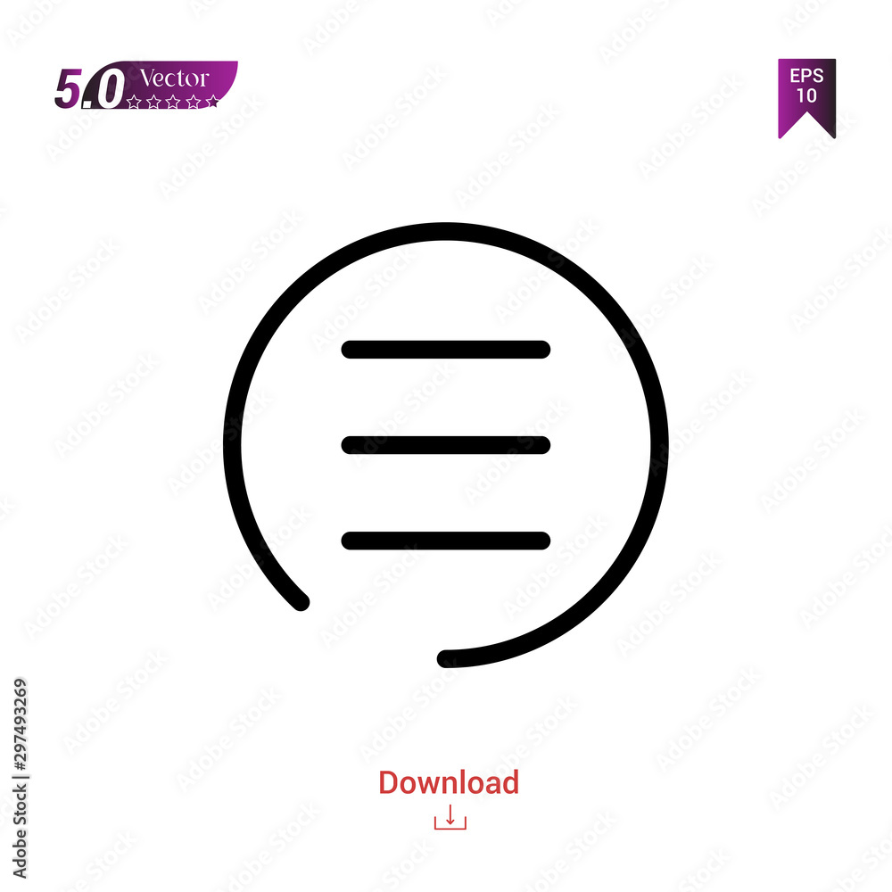 Fototapete outline black menu-button icon vector isolated on white background. web-navigation-line-craft. graph