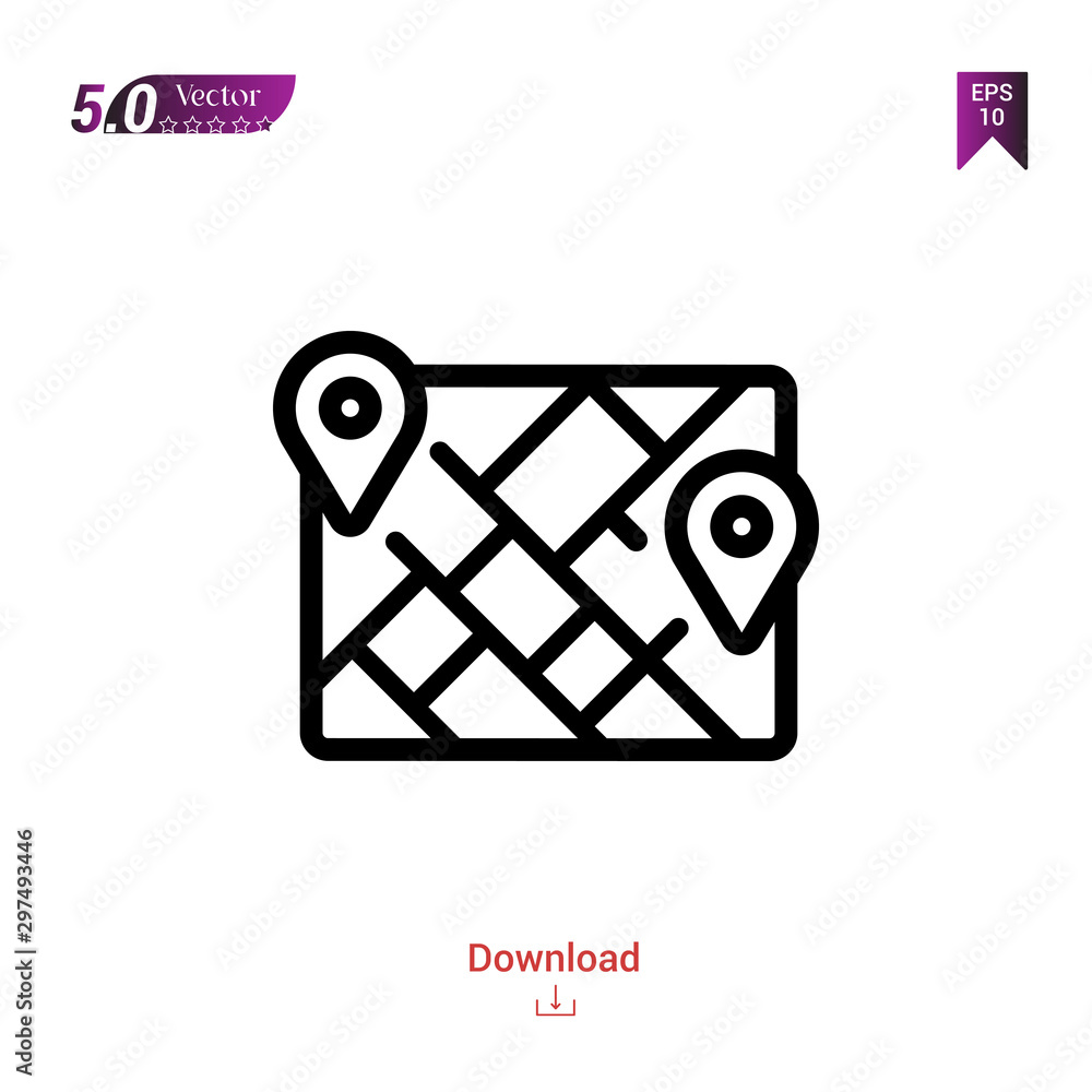 Poster outline black map icon. map icon vector isolated on white background. miscellaneous-elements. graphi