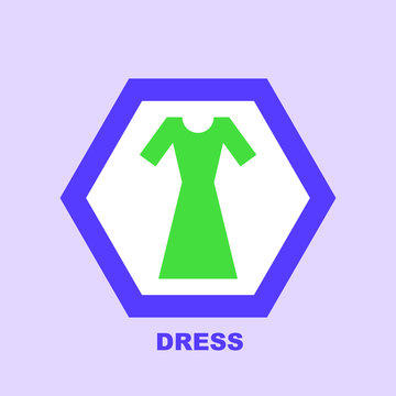 Vector illustration. Green dress icon.