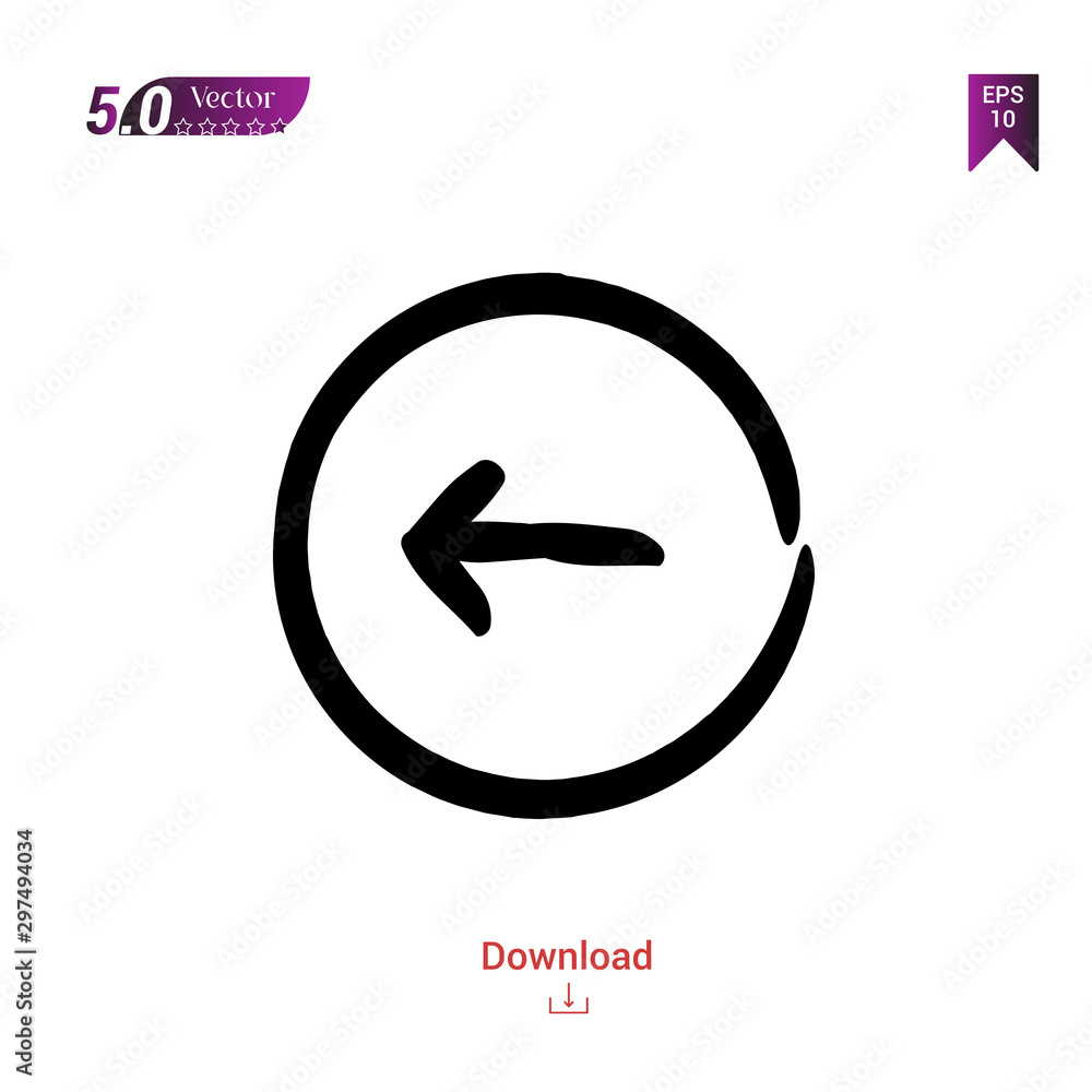 Fototapete outline black left-arrow icon vector isolated on white background. handy-icon-collection. graphic de
