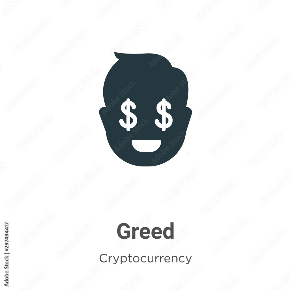 Poster greed vector icon on white background. flat vector greed icon symbol sign from modern cryptocurrency