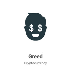 Greed vector icon on white background. Flat vector greed icon symbol sign from modern cryptocurrency collection for mobile concept and web apps design.