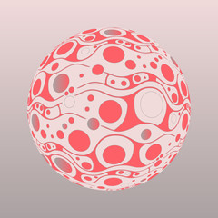 retro psychedelic bubbles field planet red silver