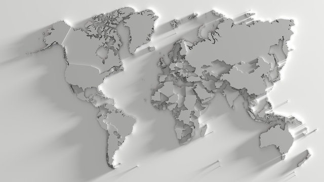 Gray world map.  3d render