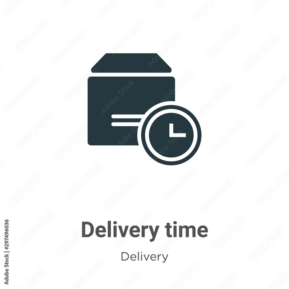 Poster delivery time vector icon on white background. flat vector delivery time icon symbol sign from moder