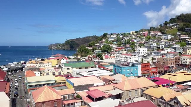 Drone shot in the town of st. George's Grenada