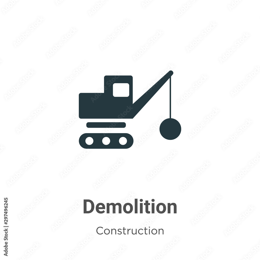 Poster demolition vector icon on white background. flat vector demolition icon symbol sign from modern cons