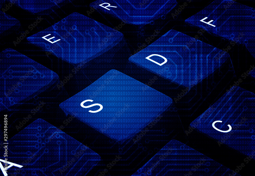 Aufkleber high tech computer keyboard. 3d render..