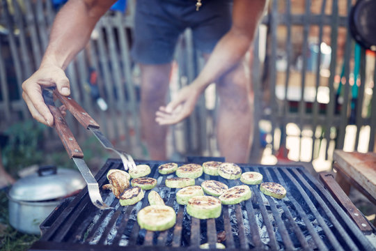 Barbecue making outdoors on a regular / vintage grill.