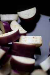 chopped eggplant in olive oil before cooking