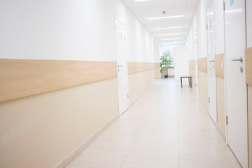 long corridors to hospitals, offices in the hospital