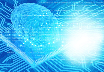 Artificial intelligence concept, AI, human brain technology background. 3d illustration.