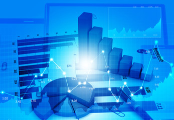 Obraz premium Digital graph chart of stock market and exchange. 3d illustration.