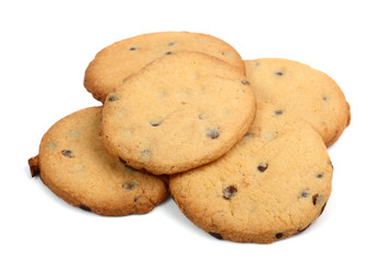 chocolate chip cookies isolated on white background