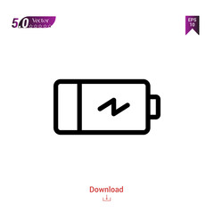 Outline Black battery  icon. battery  icon vector isolated on white background. miscellaneous-elements. Graphic design, mobile application, logo, user interface. EPS 10 format vector