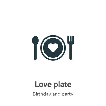 Love plate vector icon on white background. Flat vector love plate icon symbol sign from modern birthday and party collection for mobile concept and web apps design.