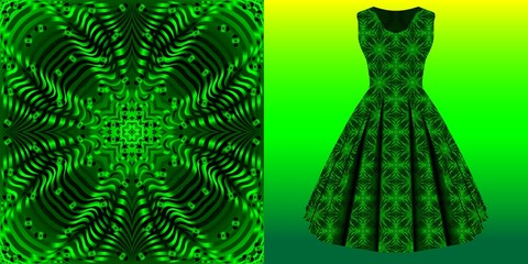 Fashion pattern on female dress mockup