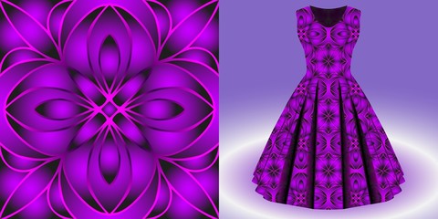 Fashion pattern on female dress mockup