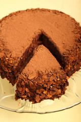 Chocolate Cake with flaked almonds