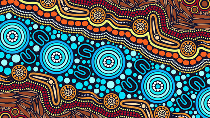 Illustration based on aboriginal style of background.