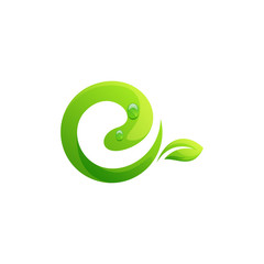 Obraz premium letter E leaf logo design vector illustration