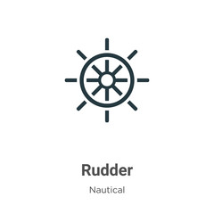 Rudder vector icon on white background. Flat vector rudder icon symbol sign from modern nautical collection for mobile concept and web apps design. - obrazy, fototapety, plakaty