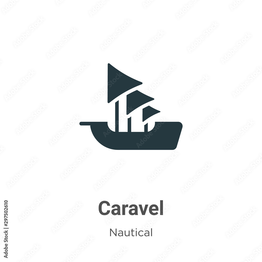 Poster caravel vector icon on white background. flat vector caravel icon symbol sign from modern nautical c