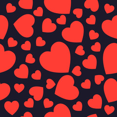 Red hearts pattern in dark blue