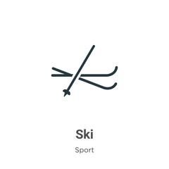 Ski vector icon on white background. Flat vector ski icon symbol sign from modern sport collection for mobile concept and web apps design.