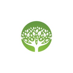 Tree leaf vector logo design, eco-friendly concept