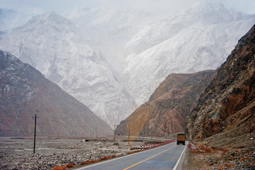 Road from Wulumuqi to Turpan, Silk road, One Belt One Road (OBOR), China.