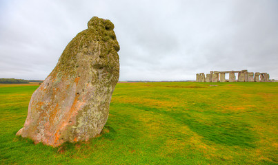 Panorama of Stonehenge at cloudy sky - United Kingdom