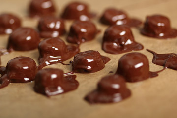 Making Praline (Chocolate Candy with Nut Filling)