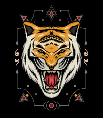 The Tiger head illustration on the white background
