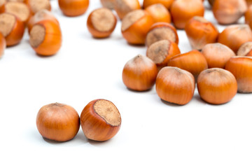 Hazelnuts isolated on white background - Image