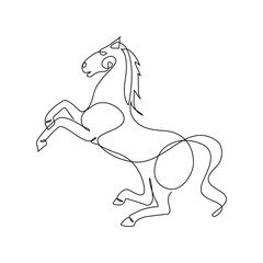 Horse continuous line drawing art.  Abstract minimal horse icon, logo