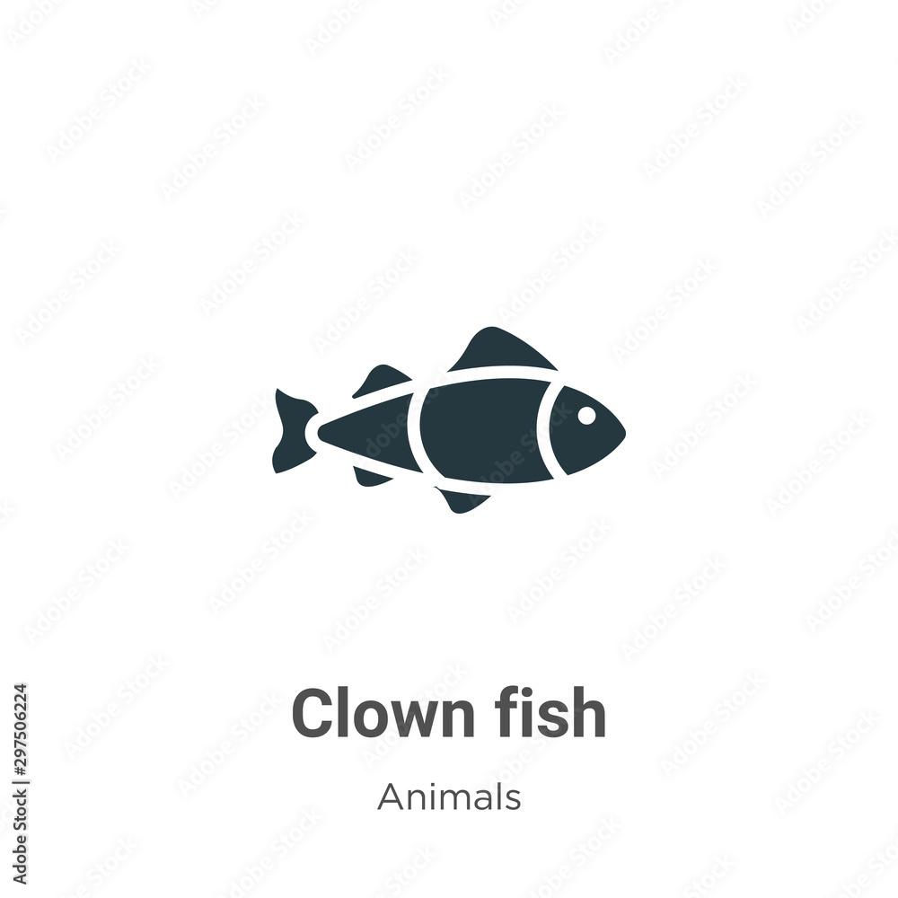 Poster clown fish vector icon on white background. flat vector clown fish icon symbol sign from modern anim