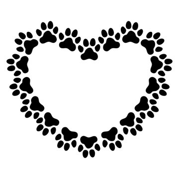 Heart Shaped Frame Made Of Paw Prints