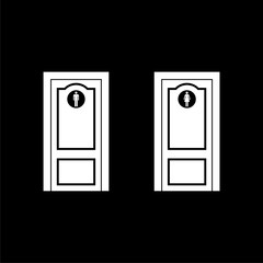 Two toilet doors for man and woman in flat style isolated on black background