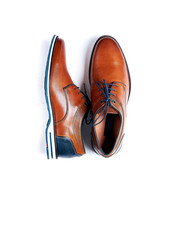 Brown leather men shoes isolated on white background