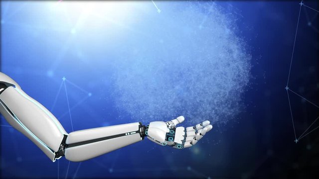 Humanoid Robot Hand Earth 4k Video
