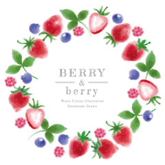 いちごのイラスト/水彩風/サークル