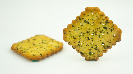 Vegetable crackers or biscuit isolated on white background