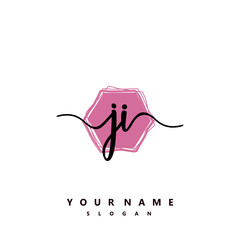 JI Initial handwriting logo vector