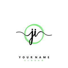 JI Initial handwriting logo vector