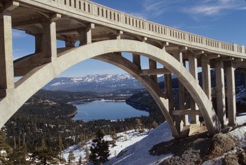 bridge over the lake on Donner summit, CA