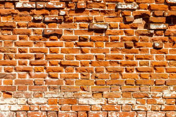 Background of the old red brick wall