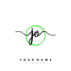 JO Initial handwriting logo vector
